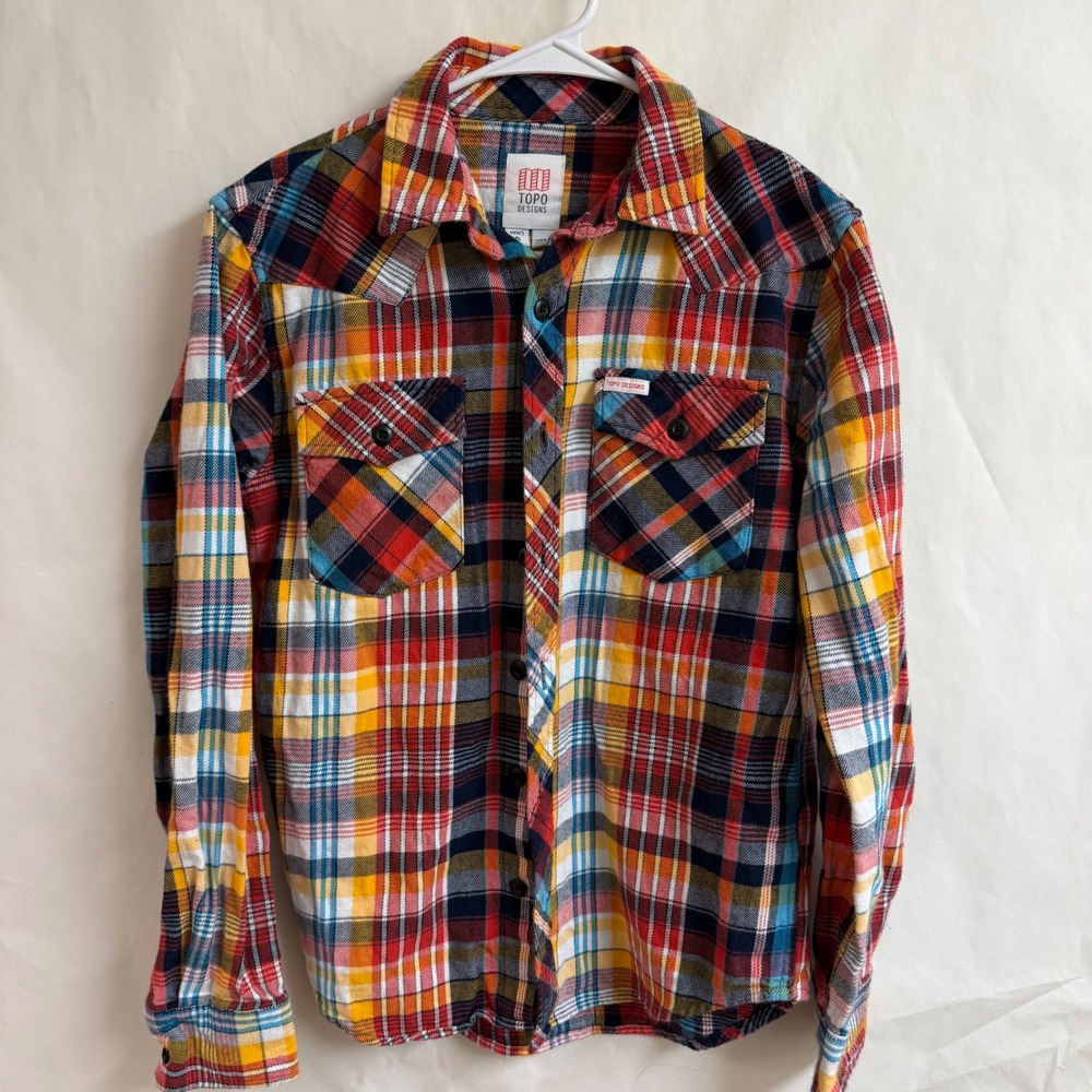 Topo Designs Plaid Flannel Shirt Mens S Multicolor Western Style Pockets